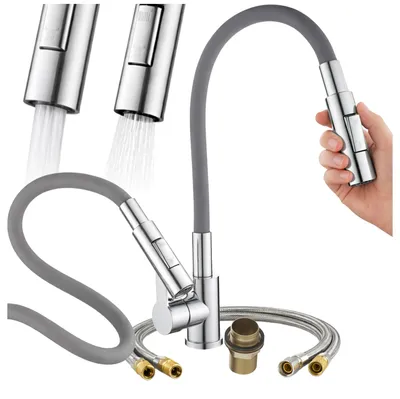 Produktbild von Granitan - Küchenarmatur - Wasserhahn Küche Höhe 68 cm - Mischbatterie Grau - 360° schwenkbar - RENO, KI-generiertes Bild
