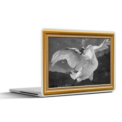 Produktbild von MuchoWow® Laptop Aufkleber Sticker Cover Der gefährdete Schwan - Alte Meister - Liste - Gold 25x18 cm - Laptop-Deko