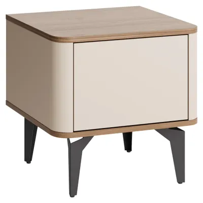 Produktbild von MIRJAN24 Nachttisch Aurena AU10, Schlafzimmerschrank, Nachtschrank mit Schublade, Stilvoll Kollektion (Farbe: Cashmere / Nuss Royal)