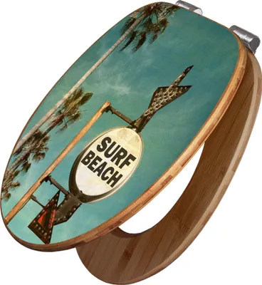 Zdjęcie produktu dla banjado Design Deska sedesowa Bambus Automatyczne opuszczanie - Surf Beach - Pokrywa sedesowa z automatycznym opuszczaniem Drewno/wysokiej jakości bambus Pokrywa sedesowa/deska sedesowa do wszystkich popularnych toalet [TDB2 11016]