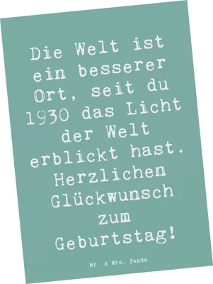 Produktbild von Mr. & Mrs. Panda Postkarte Spruch 1930 Geburtstag - Meeresbrise - Geschenk, Alter, Ansichtskarte, bildkarte, besondere Person, Fotokarte, Grußkarte, Happy Birthday