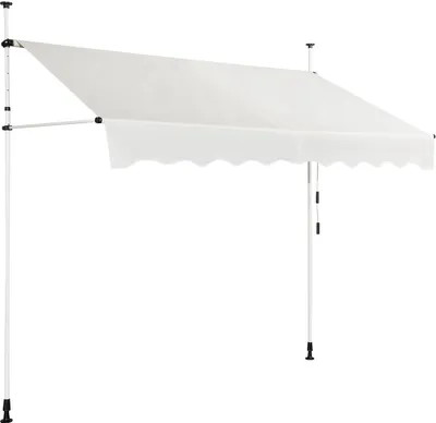 Image de COSTWAY 250cm de large Marquise à pince Marquise de balcon avec manivelle Marquise solaire 200-300 cm réglable en hauteur sans percer Beige