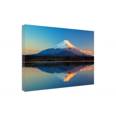 Produktbild von Leinwandbild fuji berg japanische landschaft 100x70 cm Feeby blau wandbild bereit zum aufhängen
