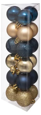 Produktbild von Dekokugeln Set, 18 Stück, Blau und Gold, 3 cm Durchmesser