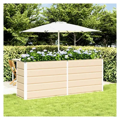 Produktbild von Blumenkästen in Elfenbeinfarbe, 480 x 50 x 45 cm, verzinkter Stahl, Hochbeet, Pflanzkasten für Blumen und Sukkulenten, Terrasse und Balkon