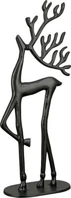 Produktbild von Casablanca Figur - Dekofigur H.37,5cm aus Aluminium - Figuren als Hirschform - Weihnachtsdeko stehend in schwarz - Deko Weihnachten