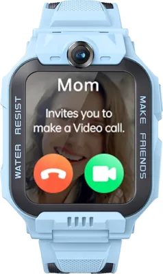 A smartwatch displaying an incoming video call from 'Mom'.