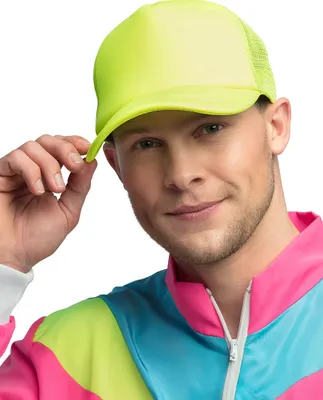 Immagine prodotto di Cappello giallo neon per adulti anni '80 - taglia unica