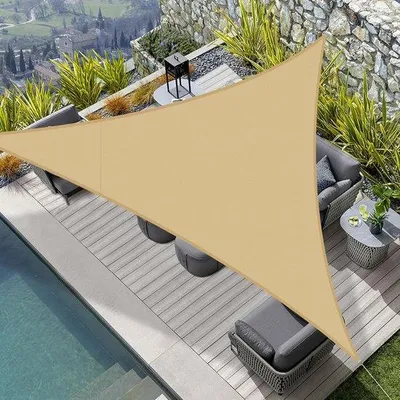 Obrázek produktu pro Trojúhelníková stínicí plachta s UV ochranou, 3,6 x 3,6 x 3,6 m, PES – nafukovací – pro venkovní použití, do zahrady, na terasu, na balkon – písková barva