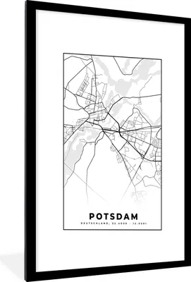 Produktbild von MuchoWow® Gerahmtes Poster Karte - Potsdam - Stadtplan 60x90 cm - Poster mit Schwarzem Bilderrahmen Wandposter Rahmen Foto Bilder - Dekoration - Wandposter Wohnzimmer - Hochwertig