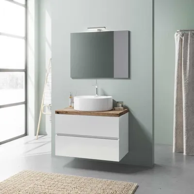 Produktbild von Möbelset für das Badezimmer 80 cm mit Holzoptik-Waschtischplatte | Elba