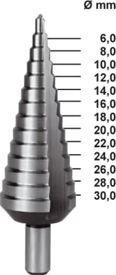 Produktbild von RUKO Stufenbohrer HSS, geschliffen, mit Kreuzanschliff 100 mm