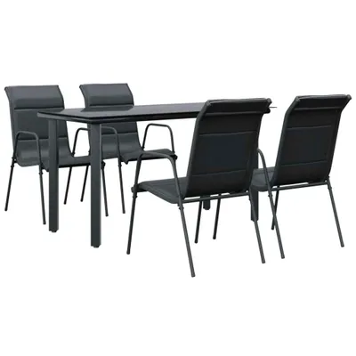 Produktbild von 5-tlg. Garten-Essgruppe Schwarz Stahl und Textilene