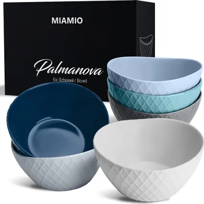 Zdjęcie produktu dla MIAMIO - Zestaw 6 misek z kolekcji Palmanova (6 x 800 ml) Ocean wykonanych z ceramiki
