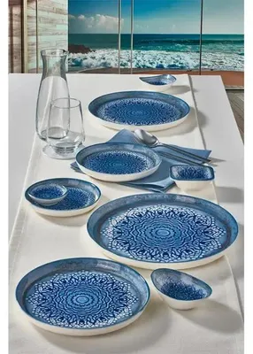 Obrázek produktu pro Sada nádobí Gural Blue Voyage, 24dílná, porcelánová, bílo-modrá, Ø 25/21/20/14 cm