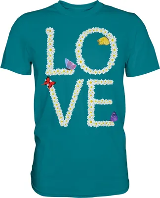 Produktbild von Love Gänseblumen Frauen Schmetterling T-Shirt – Diva Blue / S