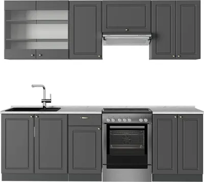 Produktbild von Küchenzeile Vicco Fame-Line Anthrazit-Gold Landhaus 240 cm , AP Marmor, Model 57289