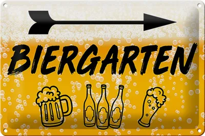 Produktbild von Blechschild Hinweis Biergarten rechts Bier Schild, 30x20 cm, Blechschilder Spruch Getränk, Alkohol, Bier