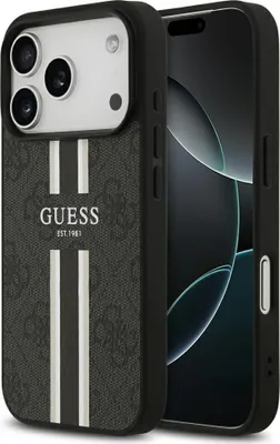 Produktbild von Guess 4G Printed Stripes MagSafe - iPhone 17 Pro Hülle (Schwarz)