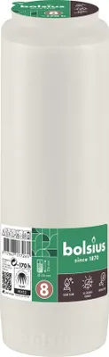 Image de Recharge Bolsius, 170 h, 551 g, 66x216 mm, pour bougeoir, blanche, huile 15 pièces