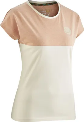 Modisches Freizeit-T-Shirt "Wo Angama T" von Edelrid in rosa und weiß; kurzärmlig; für Damen.