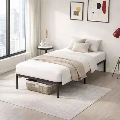 Produktbild von MUTICOR Metallbett 90 × 200 cm, modernes Einzelbett mit stabilem Metallrahmen, geräuscharme Konstruktion und einfache Montage