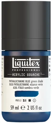 Produktbild von Liquitex 2059316 Professional Acryl Gouache - Phthaloblau (Grünton) , 59ml Flasche, matt - Acrylfarbe mit Gouache Eigenschaften, Hochdeckend, Wasserfest & Lichtecht – Acrylic Gouach - 59ml