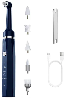 Produktbild von Zimilo Elektrischer Zahnpolierer mit LED Licht, 5 Modi, 5 Aufsätze, IPX6 wasserdicht, 1500 mAh Akku, für Zahnreinigung und Pflege zu Hause, Blau