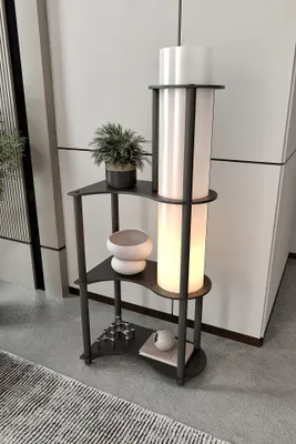 Produktbild von Opviq, Moderne Stehlampe aus Craft-Papier & MDF, Schwarz, 120 cm hoch, 1 x E27 (max. 40 W), IP20, Elegantes Design für Wohn- und Arbeitsräume, ohne Glühbirne.
