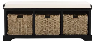 Image de Canapé moderne SAFAVIEH, couleur noire, dimensions : 120 x 41 x 50 cm