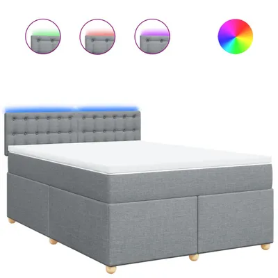Produktbild von Boxspringbett mit Matratze Hellgrau 140x190 cm Stoff