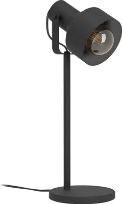 Produktbild von EGLO Tischlampe Casibare, Tischleuchte industrial, monochrom, Nachttischlampe aus Metall in Schwarz, Wohnzimmerlampe, Lampe mit Schalter, E27 Fassung
