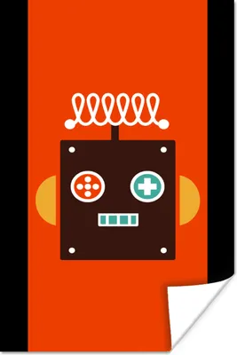 Produktbild von MuchoWow® Poster Roboter - Formen - Gesicht - Orange - Jungen - Kinder 60x120 cm - Wandschmuck