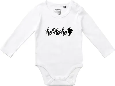 Produktbild von Huuraa Baby Body Ho Ho Ho Weihnachtsmann 74 White  Baumwolle Fairtrade Langarmbody Geschenkidee