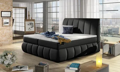 Produktbild von Kontinentales Bett 140x200 ARVITO - schwarzes  2
