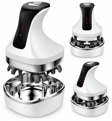 Produktbild von Kopfhautmassagegerät elektrisch, 4D Kopfmassagegerät mit 108 Massagepunkten, 4 Modi, wasserdicht, kabellos, Silikon-Massageköpfe, Weiß