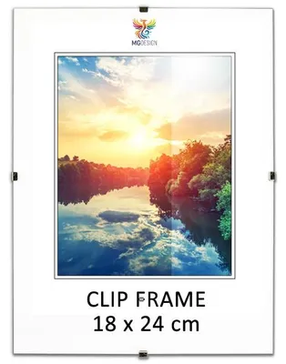 Obrázek produktu pro MG Design, rámeček na fotografie 18 x 24 cm – rámeček bez rámu s akrylovým sklem a zadní stranou z HDF – vhodný pro fotografie, plakáty a puzzle, lze umístit vertikálně i horizontálně