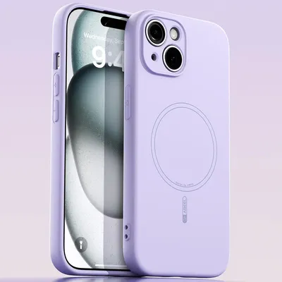 Obrázek produktu pro Magnetické pouzdro pro iPhone 13, kompatibilní s MagSafe, tekutý silikon, nárazuvzdorné a odolné proti poškrábání Fialová