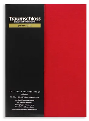 Produktbild von Traumschloss Premium Edel-Jersey Spannbettlaken 90-120 x 200-220 cm rubin 165g/m², 95% gekämmte Mako Baumwolle, 5% Elasthan