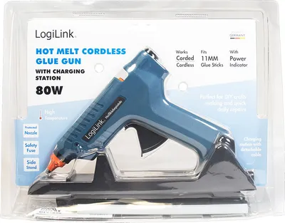 Image de Logilink Heißklebepistole, 80W, kabellos,m. Aufsteller,blau