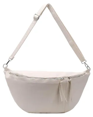 Produktbild von XXL Tasche Bauchtasche Hüfttasche Crossbody Teddyfell Schultertasche Umhängetasche Kunstleder Gürteltasche Crossover PELZTASCHE Felltasche Slingntasche Uni Bag Beige