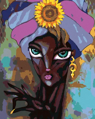Produktbild von Zuty - Malen nach Zahlen - AFRIKANISCHE FRAU MIT SONNENBLUME, 40x50 cm, ohne Keilrahmen