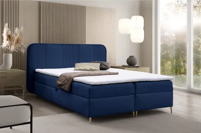 Produktbild von Boxspringbett Schlafzimmerbett AVERY 160x200cm Stoff Magic Velvet Blau