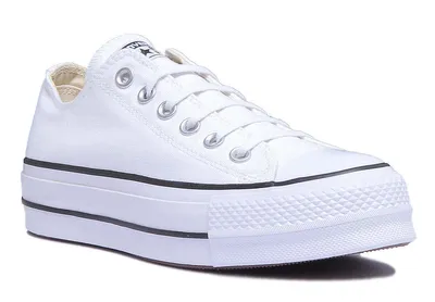 Produktbild von Converse Chuck Taylor All Star Lift Ox Frauen Schnürschuhe aus Segeltuch mit Plateau Weiß Schwarz – undefined / Weiß schwarz