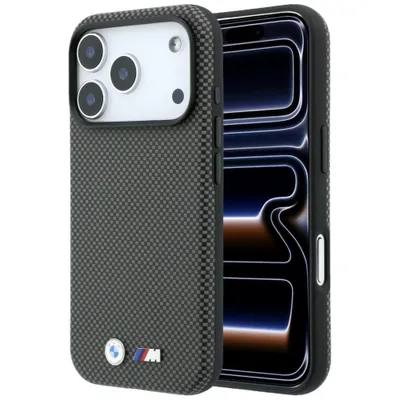 Immagine prodotto di Custodia per iPhone 18 Pro / 17 Pro, con logo in metallo BMW M Quadrille in Poliammide e compatibile con MagSafe, colore grigio
