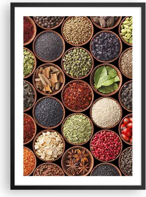 Produktbild von Gerahmtes Poster - Schwarzer Rahmen - Gewürz Küche - 50x70 cm - Wand Bild - Wanddeko - Wandbilder - Kunstposter - Wandposter - Bilderrahmen - Bilder - Kunstdruck - Wandbild - P2BPA50x70-3600