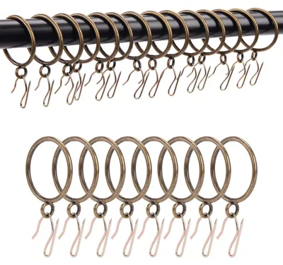 Produktbild von Gardinenringe mit Haken, Metallringe mit Ösen und Clips, Gardinenhaken, 24 Stück