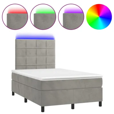 Produktbild von vidaXL Boxspringbett mit Matratze & LED Hellgrau 120x190 cm Samt