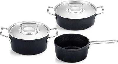 Produktbild von Fissler Adamant / Aluminium-Kochtopfset, 3-teilig, Töpfe-beschichtet mit Metalldeckel, antihaftend (1 Kochtopf ,1 Bratentopf, 1 Stielkasserolle) - Induktion