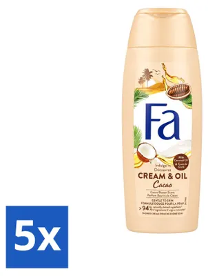 Imagen del producto de 5 unidades de gel de ducha y aceite nutritivo "Fa" con aroma a coco y manteca de cacao - 250 ml - Paquete económico